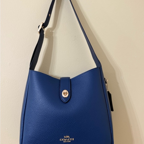 Coach Royal Blue Pebbled Leather Shoulder Bag Hadley Convertable - Picture 1 of 6